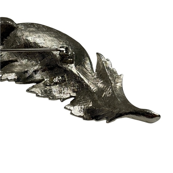 Pegasus Coro Vintage Textured Leaf Design Brooch 3-3/4” - Picture 11 of 12